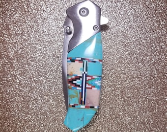 Turquoise inlay pocket knife