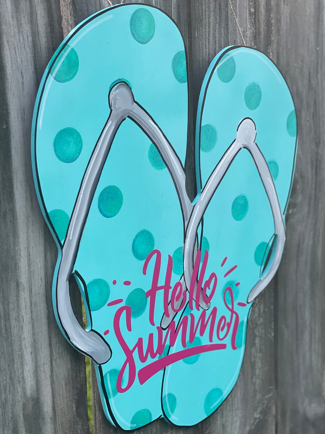 Flip Flop Summer Door Hanger Flip Flop Decor Hello Summer - Etsy