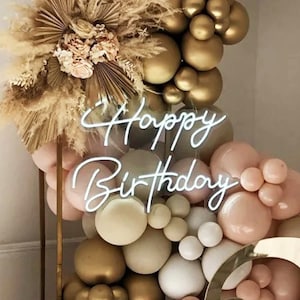 Letrero de neón de feliz cumpleaños, letrero de neón personalizado, decoración de fiesta de cumpleaños, decoración de fiesta de bodas y eventos, decoración de pared de la habitación del hogar, regalos de cumpleaños, regalos para ella