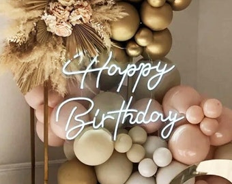 Custom Happy Birthday Neon Sign, Party Decor