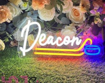 Custom Hockey Name Neon Sign, Kids Room Decor, Sports Birthday Gift