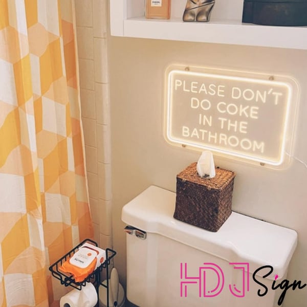 Letrero de neón "Por favor, no consumas Coca-Cola en el baño", decoración de pared para el hogar, dormitorio, letrero de neón USB para dormitorio, arte de neón grabado en 3D, regalo personalizado