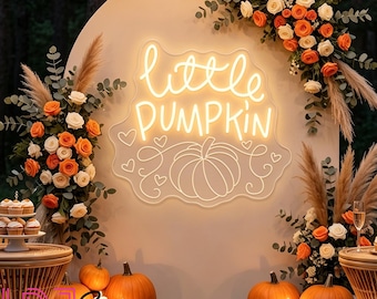 Little Pumpkin Neon Sign, Custom Fall Baby Shower Neon Light, Autumn Baby Party Decor, Gender Reveal Sign, Pumpkin-Themed Nursery Backdrop