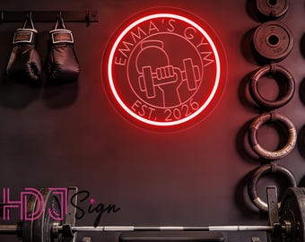 Custom Gym Name Neon Sign, USB Engraved Home Gym LED Light, Fitness Center Wall Decor, Workout Room Decor, Gym Lover Gifts