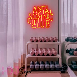 Anti Social Lifting Club Neon Sign,Custom Gym LED Neon Light,Home Gym Decor,Workout Room Decor,Fitness Center Wall Decor,Weight Lifting Sign