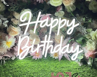 Insegna al neon a LED "Happy Birthday", alimentata tramite USB, decorazione per feste