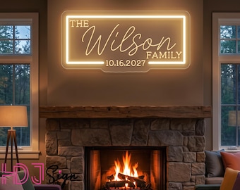 Custom Family Name Neon Sign,  Last Name Established LED Neon Light, Home Wall Decor, Wedding & Anniversary Gift, Christmas Gift For Family
