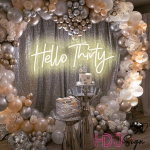 Hello Thirty Leuchtreklame, kundenspezifisches Geburtstags-LED-Neonzeichen, 30. Geburtstagszeichen, Neon-Wand-Kunstzeichen für Geburtstagsparty, Hauptraumdekor, Geburtstagsgeschenke