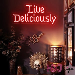 Live Deliciously Neon Sign,Custom Gothic Room LED Neon Light,Gothic Home Decor,Satanic Witch Decor,Dark Room Wall Art,Gothic Halloween Sign