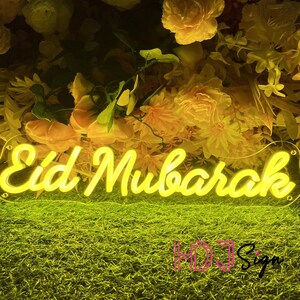 Letreiro de neon LED Eid Mubarak, luz neon de banner do Ramadã, letreiro de Mubarak do Ramadã, decoração de festa Eid Mubarak, arte de parede para casa do festival islâmico, presente do Ramadã