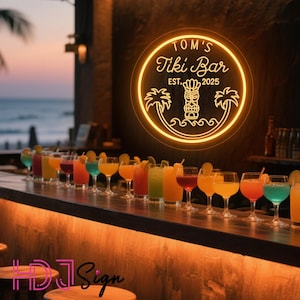 Custom Tiki Bar Name Neon Sign,USB 3D Engraved Sign,Tiki Bar Lounge LED Sign,Beach Bar Sign, Backyard Man Cave Pub Decor,Gifts For Father
