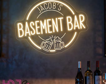 Benutzerdefinierte Kellerbar Name Leuchtreklame, personalisiertes Hausbar LED-Licht, Mannhöhle Lounge Dekor, Weihnachtsgeschenke für ihn