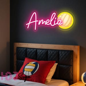 Custom Volleyball Name Neon Sign,Volleyball UV Printed LED Name Sign,Kid&#39;s Room Nursery Decor,Sports Birthday Party Decor,Volleyball Gifts