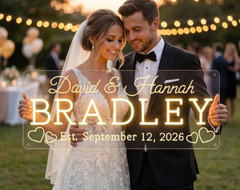Personalized Wedding Gift Last Name Established Neon Sign, Family Name Neon Light, Wedding Party Grass Wall Decor, Anniversary Couple Gifts