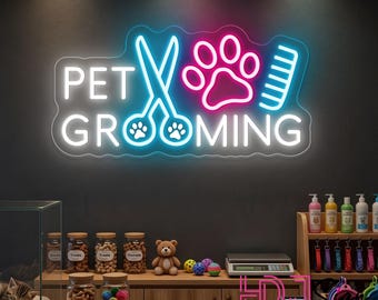 Pet Grooming LED Neon Sign, Custom Pet Spa Neon Light, Pet Shop Open Sign, Pet Grooming Sign, Pet Salon Wall Decor, Pet Shop Welcome Sign