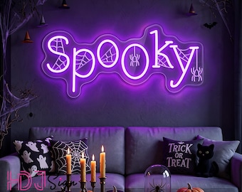 Spooky Spiderweb Neon Sign, Custom Halloween LED Neon Light, Halloween Home Wall Decor, Spooky Halloween Party Decor Sign, Halloween Gift