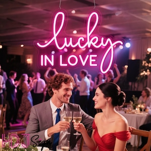 Lucky in Love Neon Sign,Custom Wedding LED Neon Light,Wedding Engagement Party Backdrop Decor,Home Wall Decor,Gifts For Lover,Wedding Favors