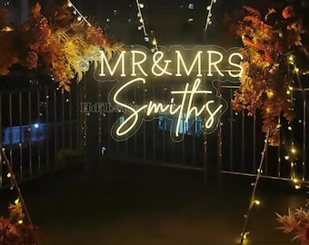 Custom Mr & Mrs LED Neon Schild, Hochzeitsdeko