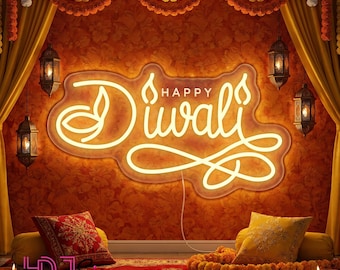 Happy Diwali Neon Sign, Custom Hindu Festival Of Lights Sign, Diwali Wall Art, Indian Home Wall Decor, Diwali Party Decor, Diwali Gifts