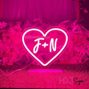 Custom Table Neon Sign With Stand,Custon Name Sign,Wedding Party Centerpieces,Wedding Table Sign,Initials Last Name Sign,Table Centerpieces