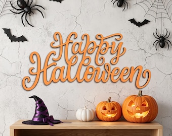 Happy Halloween Laser Cut Wood Sign, Fall Spooky Season Decor , Halloween Party Home Decoration, Halloween Gift