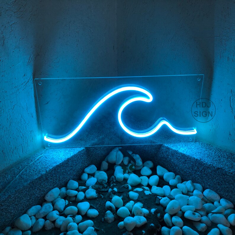 Custom Neon Sign Wave LED Neon Light Sign Handmade Wave Neon Etsy