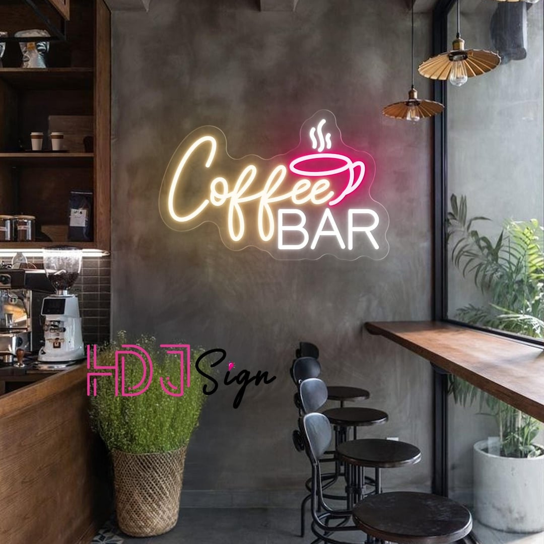Coffee Bar Neon Sign,custom Cafe Neon Sign,home Kitchen Wall Decor ...