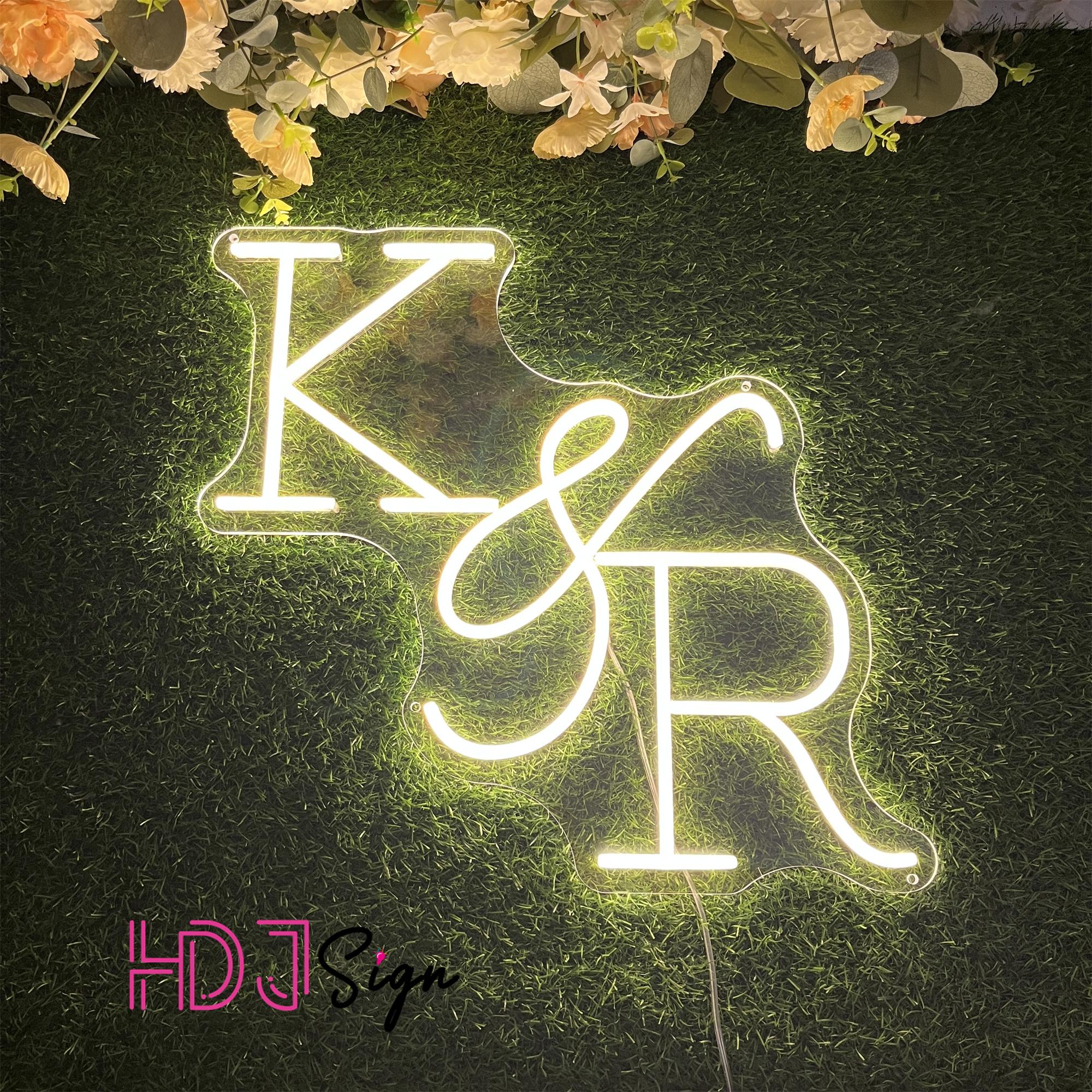 Custom Initials Name Neon Sign,minimalist Wedding Initials LED Neon ...