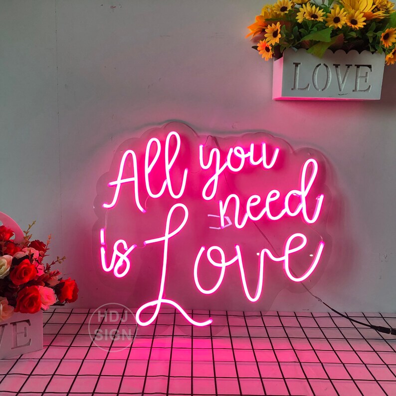 Custom Neon Sign All You Need is Love Neon Sign Bedroom Etsy