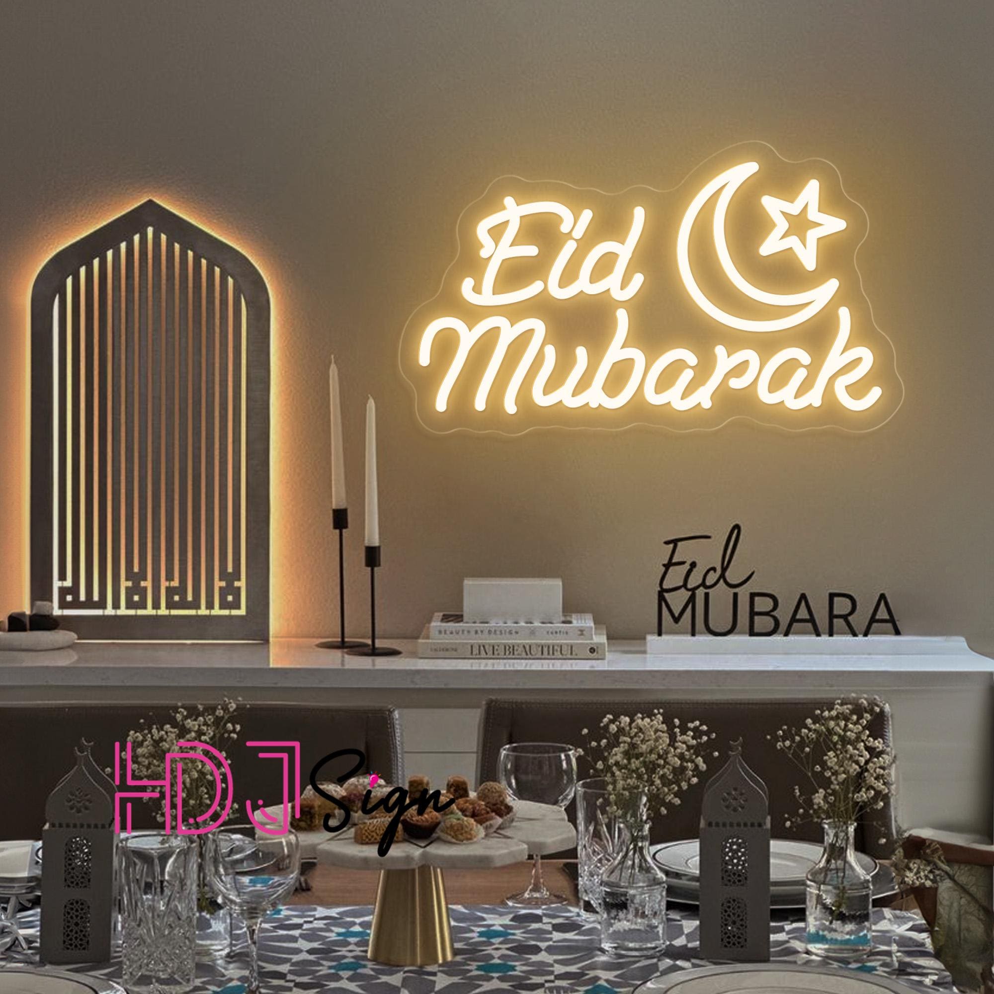 Eid Mubarak Crescent Moon Neon Sign,kareem Ramadan Banner Neon Light ...