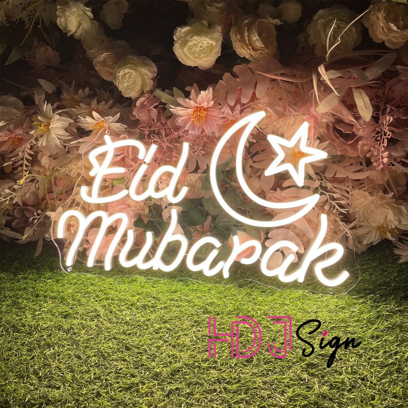 Eid Mubarak Crescent Moon Neon Sign,kareem Ramadan Banner Neon Light ...
