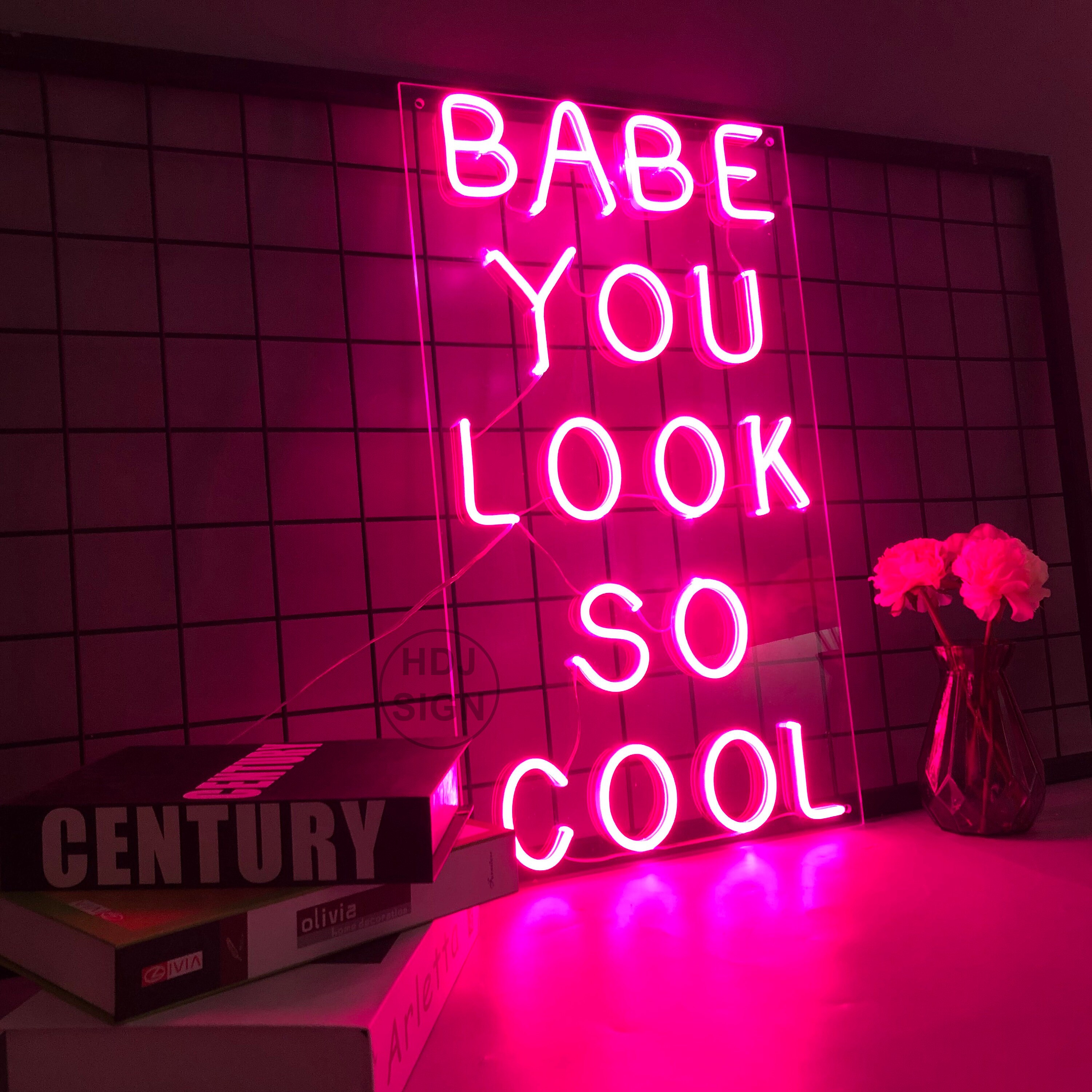 Custom Neon Sign Babe You Look So Cool Neon Sign Light Office | Etsy
