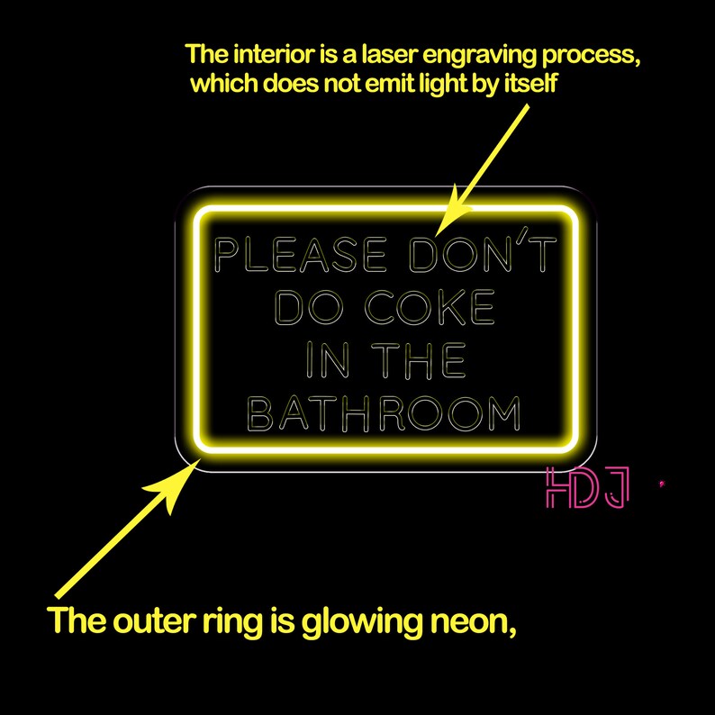 Neonschild „Please Don’t Do Coke In The Bathroom“ – Dimmbar, USB, Für Party & Deko
