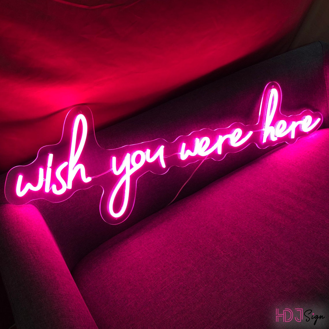 Wish you were here Neon Sign Bedroom Custom LED 35 inches Neon | Etsy