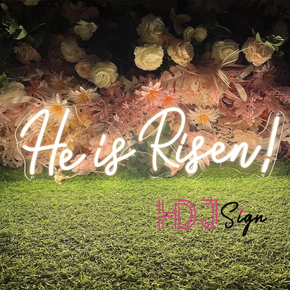 He Is Risen Neon Sign,Custom Jesus Easter Day Neon Sign,Christ Neon Light,Happy Easter Wall Art,Religious Church Wall Decor,Christian Gifts