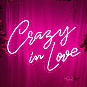 Crazy in Love LED Neon Sign,Wedding Neon Sign,Custom Neon Sign,Engagement Party Neon Light,Pink Neon Art,Home Room Wall Decor,Gifts For Her