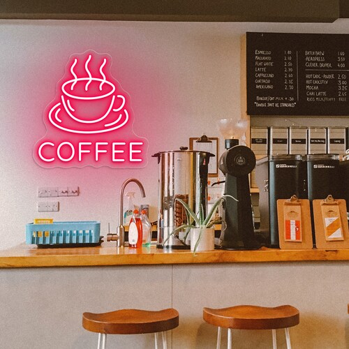 Kitchen decor, Coffee Sign, Custom Neon, Shop Sign Cafe Neon Sign, Bar Home Room Wall Decor, Club Cafe Shop Store shops Restaurant Cup Signage