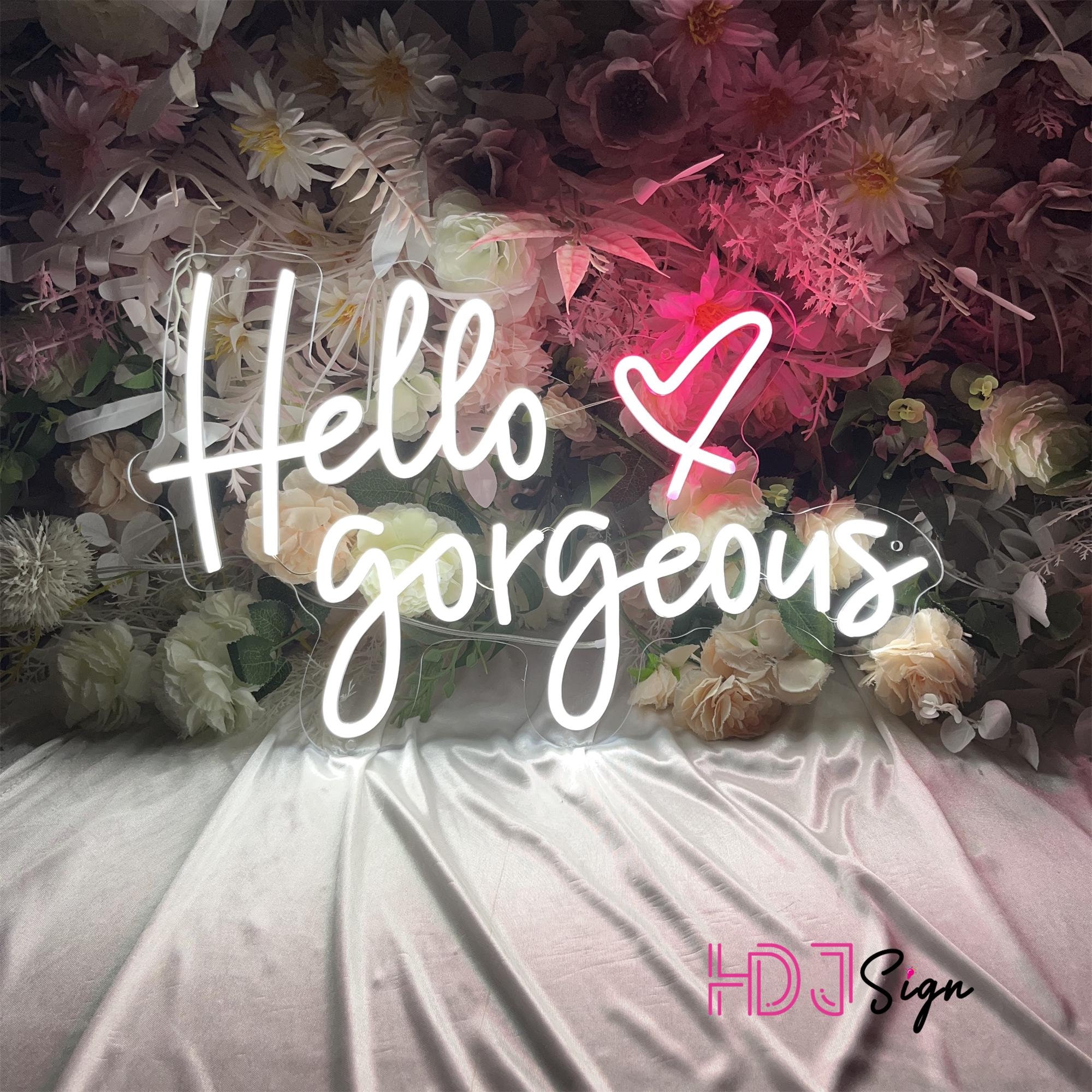 Hello Gorgeous Neon Sign,Custom Heart Sign Salon Decor,Salon Office Decor,Wedding Decor Best Engagement Gift,Party Sign Home Wall Decoration