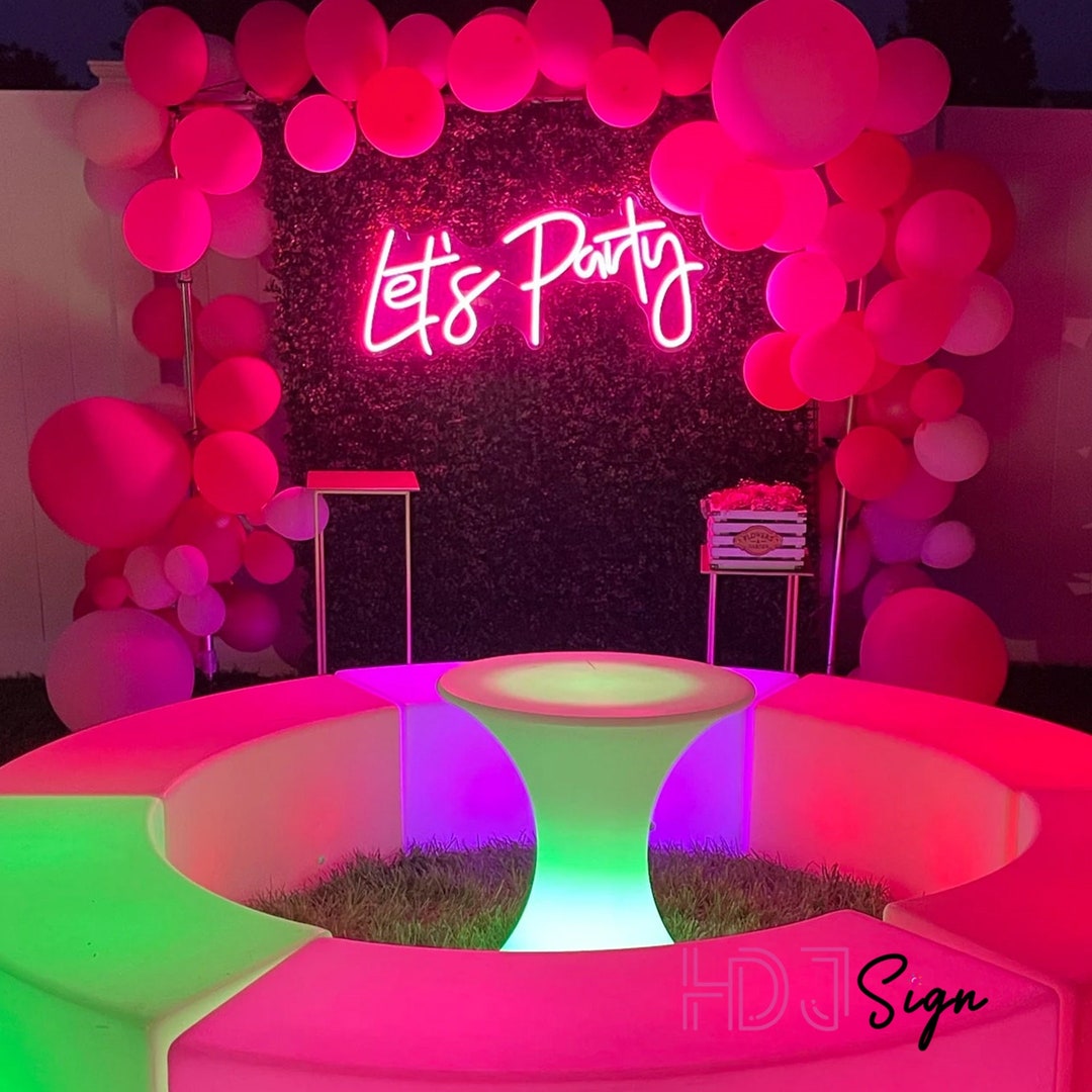 Let's Party Neon Signled Neon Lightbride Party Backdrop - Etsy