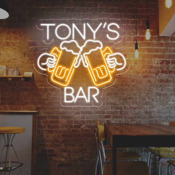 Custom Neon Bar Sign, Personalized LED Pub Decor