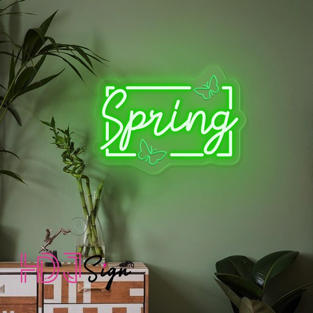 Spring With Butterfly Neon Sign,custom Neon Sign,easter Wall Art ...
