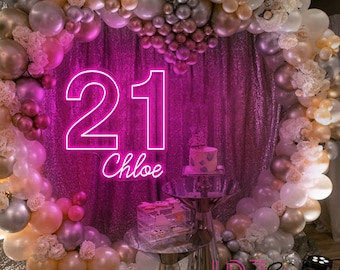 Insegna al neon personalizzata per il 21° compleanno, decorazioni per feste personalizzate