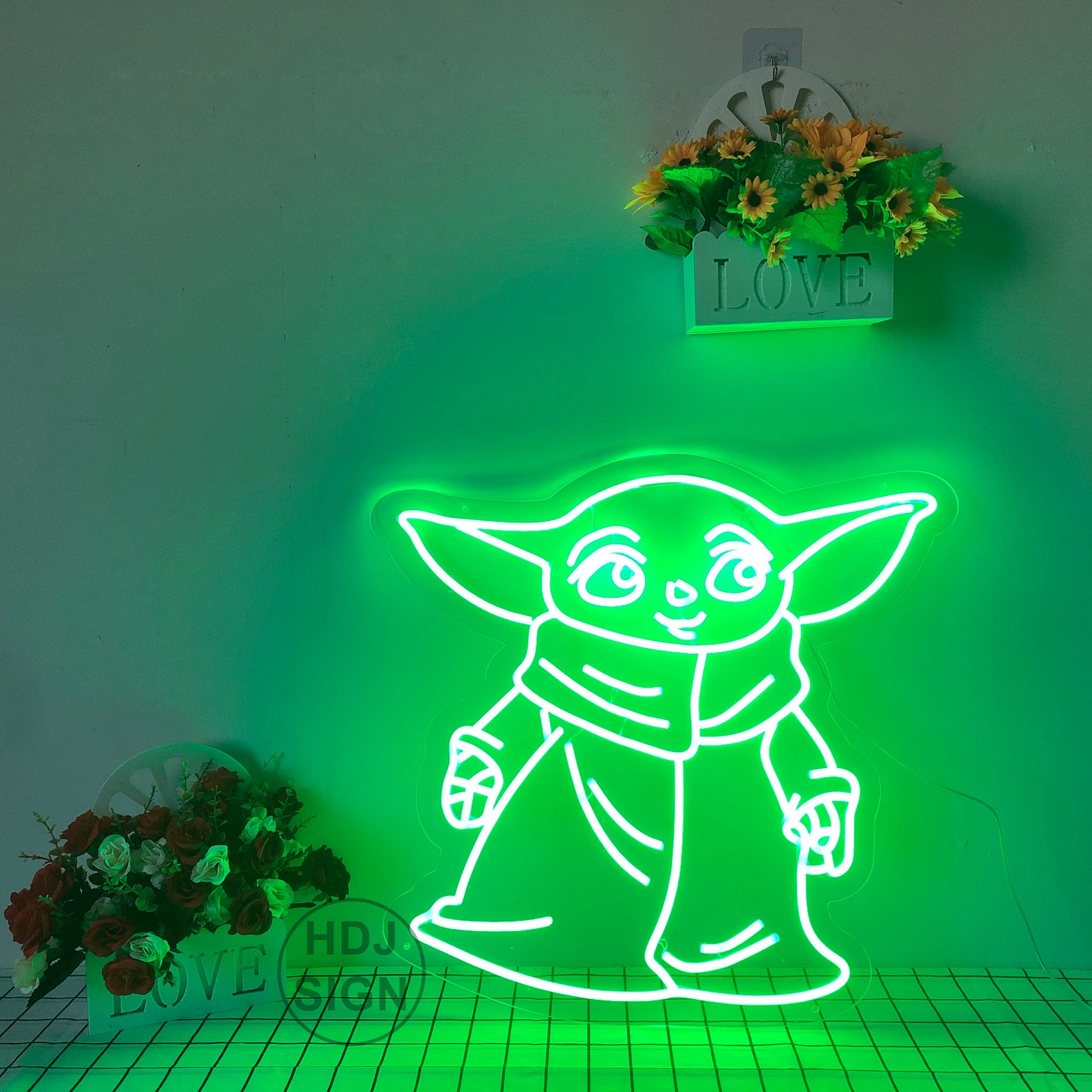 Custom Neon Sign Yoda Baby Neon Sign Bedroom Custom Star Wars Etsy