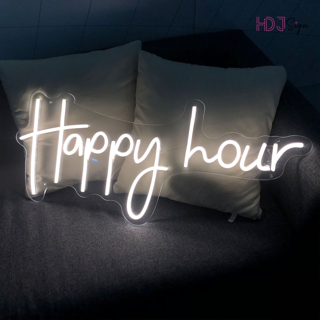 Happy Hour Neon Sign Custom Party Decoration LED Light Sign Etsy