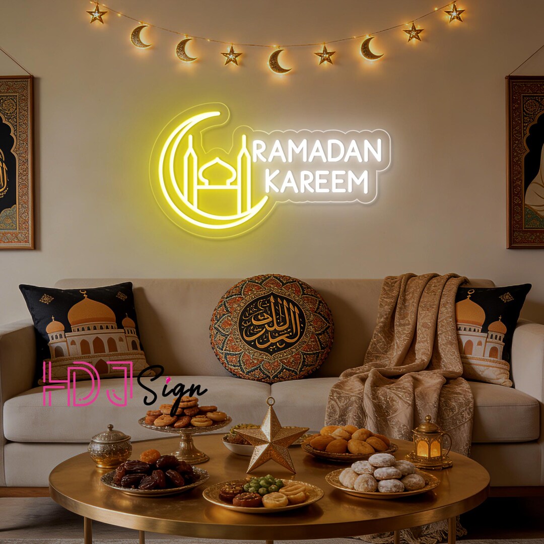 Ramadan Kareem Mosque Neon Sign, Custom Eid Mubarak LED Neon Light ...