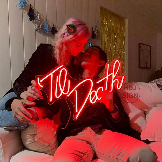 Til Death Neon Sign,Custom Wedding Neon Sign,Engagement Party Decor,LED Light For Home Room Wall Decor,Wedding Party Backdrop,Couple Gifts