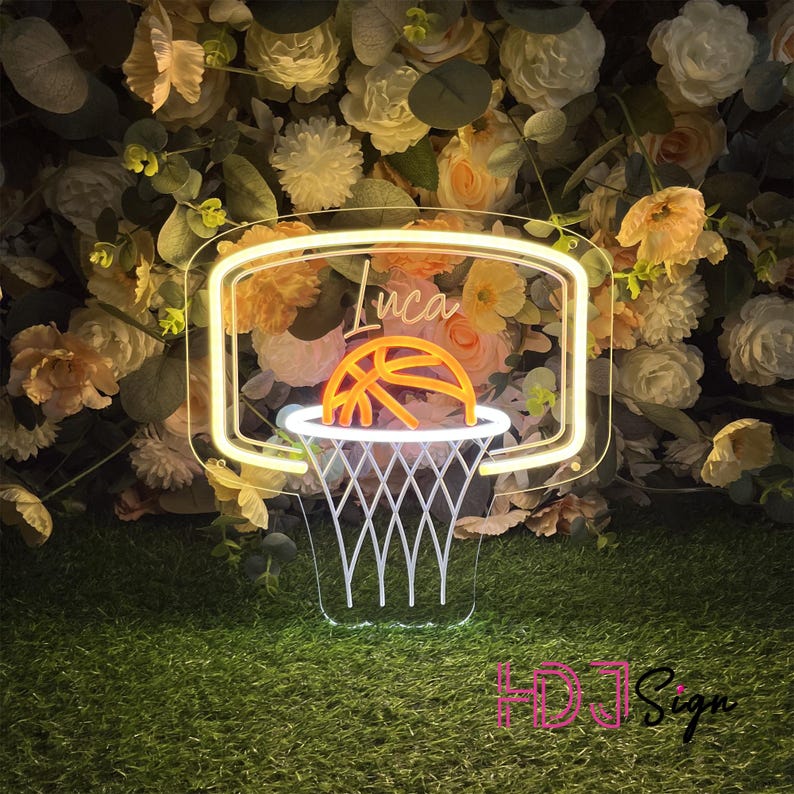 Hoop Lettering Custom Basketball Hoop Name Neon Sign for Kids,boy's Bedroom Nursery ...