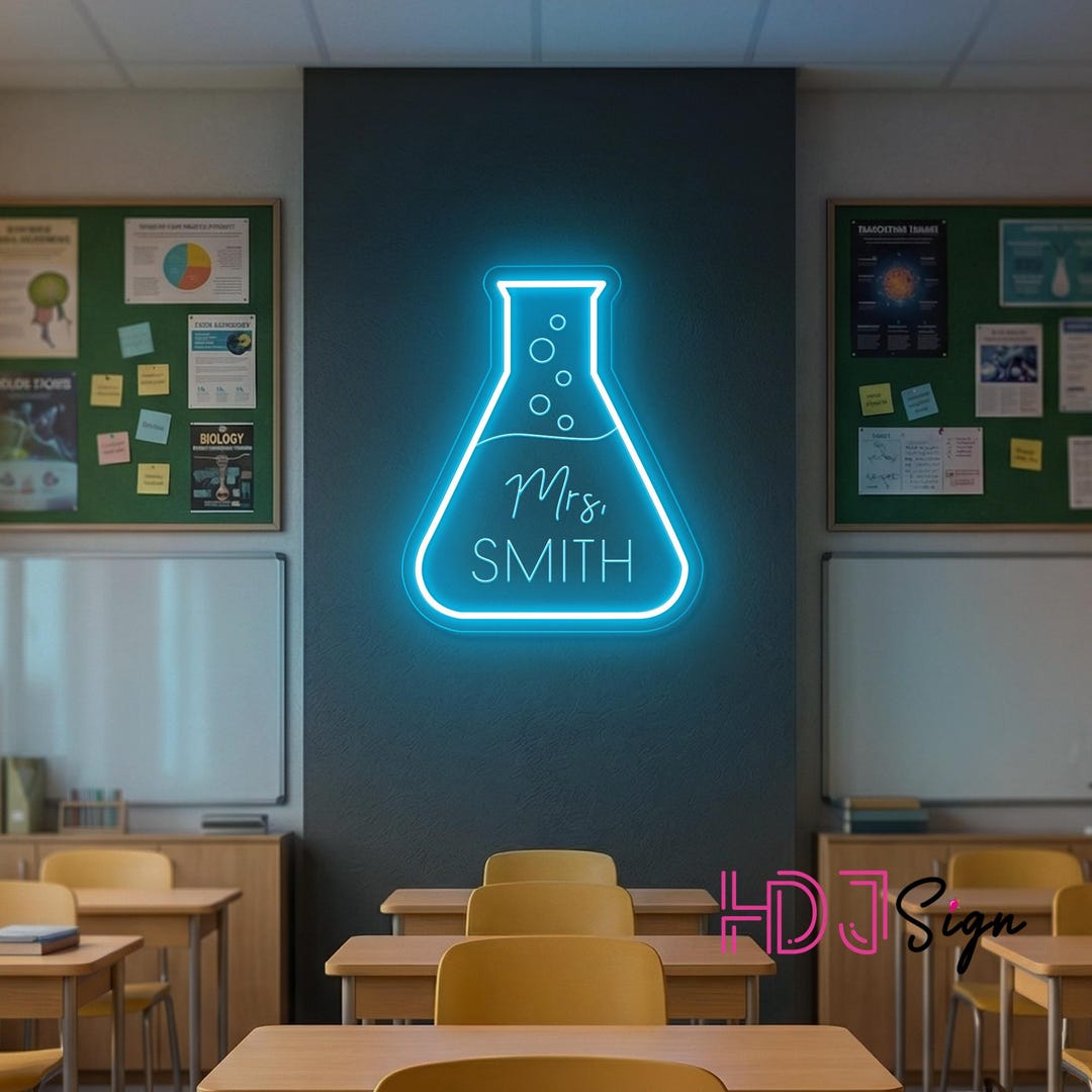 Custom Science Teacher Name Neon Sign, Teacher Name LED Neon Light ...