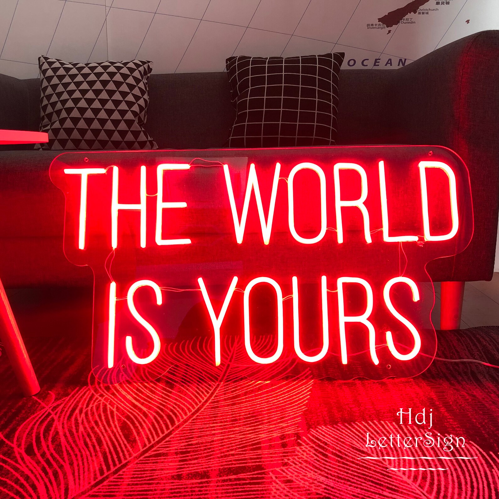 Custom Neon Sign the World is Yours Neon Light Sign Home Decor Etsy