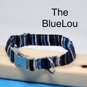 Geometric Pattern Dog Collar (Nylon), Metal Quick Release Buckle and Hardware, Black, Navy, Grey, Turquoise and white